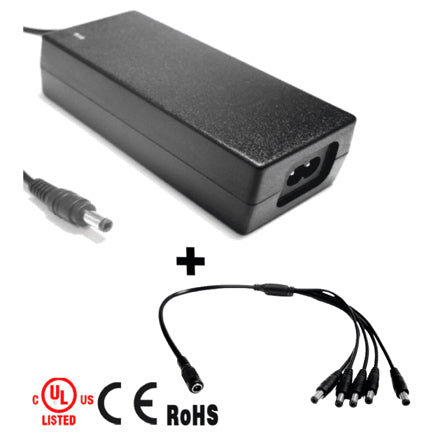 Paquete Dahua Fuente de Poder Regulada de 12 Vcc 4.1 Amperes + Divisor para 5 Cámaras Color Negro/ Para Usos Múltip