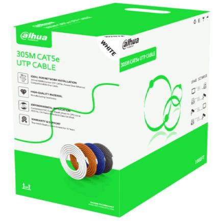 Bobina de Cable Dahua UTP Cat5e de 305m CCA/24 AWG/Color Blanco/Uso Interior/Cubierta HDPE de FR-PVC (ROHS)
