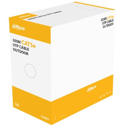 Bobina de Cable Dahua UTP Cat5e de 305m/100% Cobre/Color Negro/Para Exterior/Cubierta MDPE/Retardante de Llama/RoHS