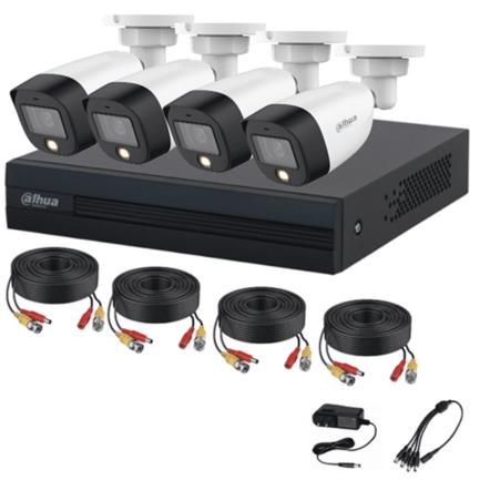 Kit de 4 Canales Dahua Full Color 2MP DVR Cooper-I WizSense-IA/H.265+/4 Cámaras 2MP/4 Ch+1 IP o Hasta 5 Ch IP