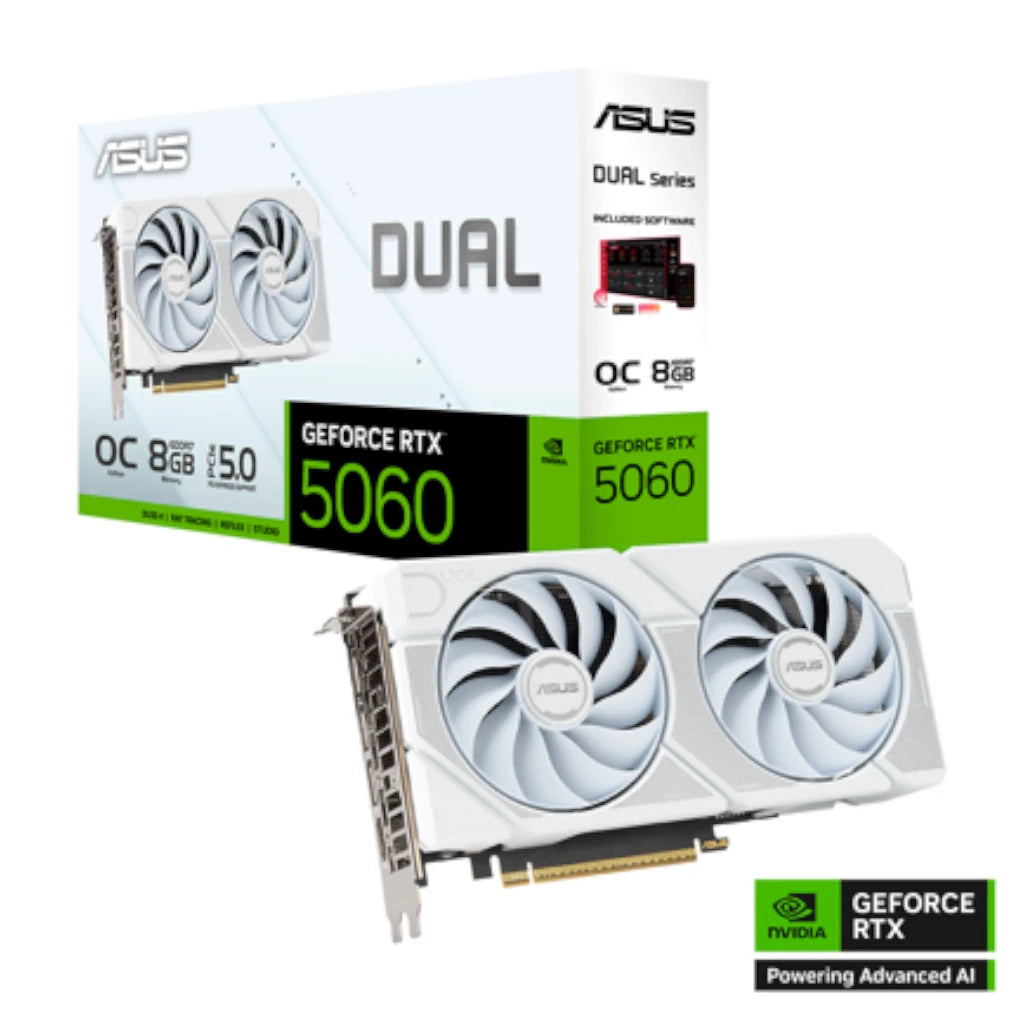 Tarjeta de Video ASUS NVIDIA GeForce RTX 5060 8GB 128-bit GDDR7 PCI Express 5.0 Blanco