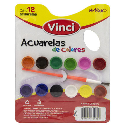 ACUARELAS VINCI PALETA C/12 PASTILLAS
