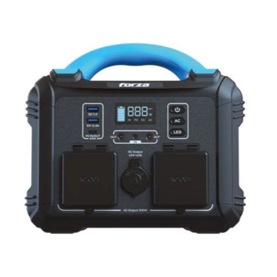 Generador Eléctrico Portátil Forza FPP-T300 300W Tomas 2AC/6DC 2 Ventiladores Pantalla LCD Panel de Control Integrado