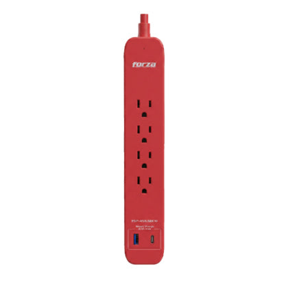 Protector tensión Forza rojo 1625W/500J 4 slds 1-USBA 1-USBC 120V/240V