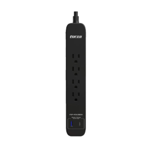 Protector tensión Forza negro 1625W/500J 4 slds 1-USBA 1-USBC 120V/240V