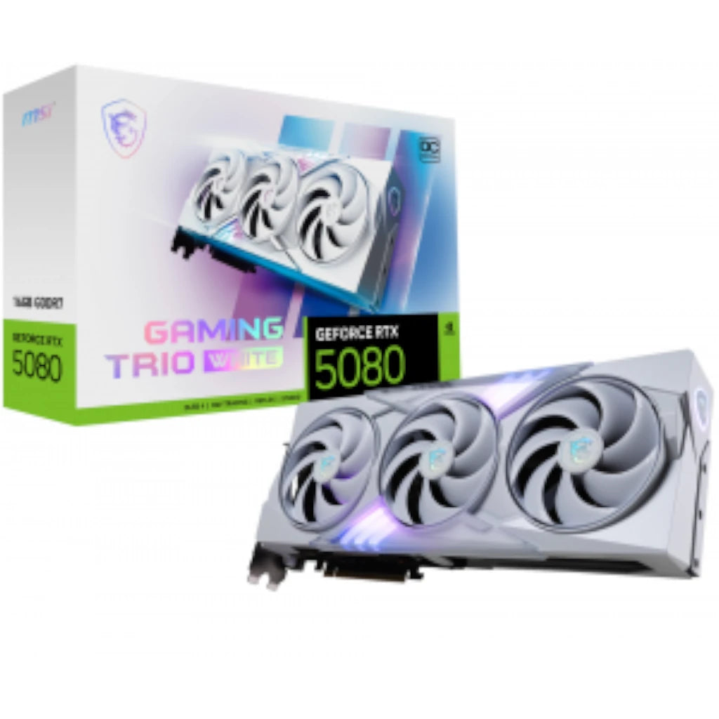 Tarjeta de Video MSI RTX 5080 NVIDIA GeForce GAMING TRIO OC 16GB 256-bit GDDR7 PCI Express x16 5.0 Blanco