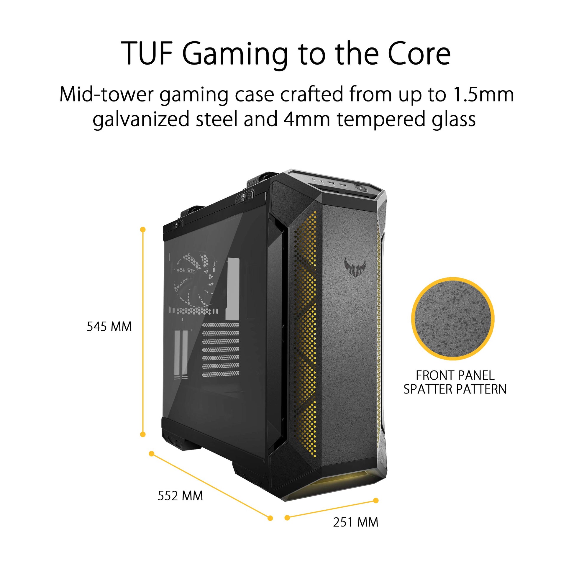 Gabinete Gamer Asus TUF Gaming GT501 Media Torre ITX mATX ATX EATX 4xFan RGB Cristal Templado Color Negro