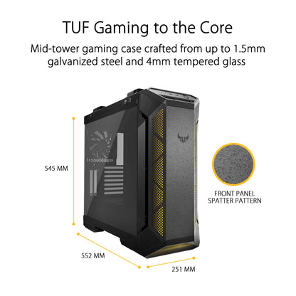 Gabinete Gamer Asus TUF Gaming GT501 Media Torre ITX mATX ATX EATX 4xFan RGB Cristal Templado Color Negro