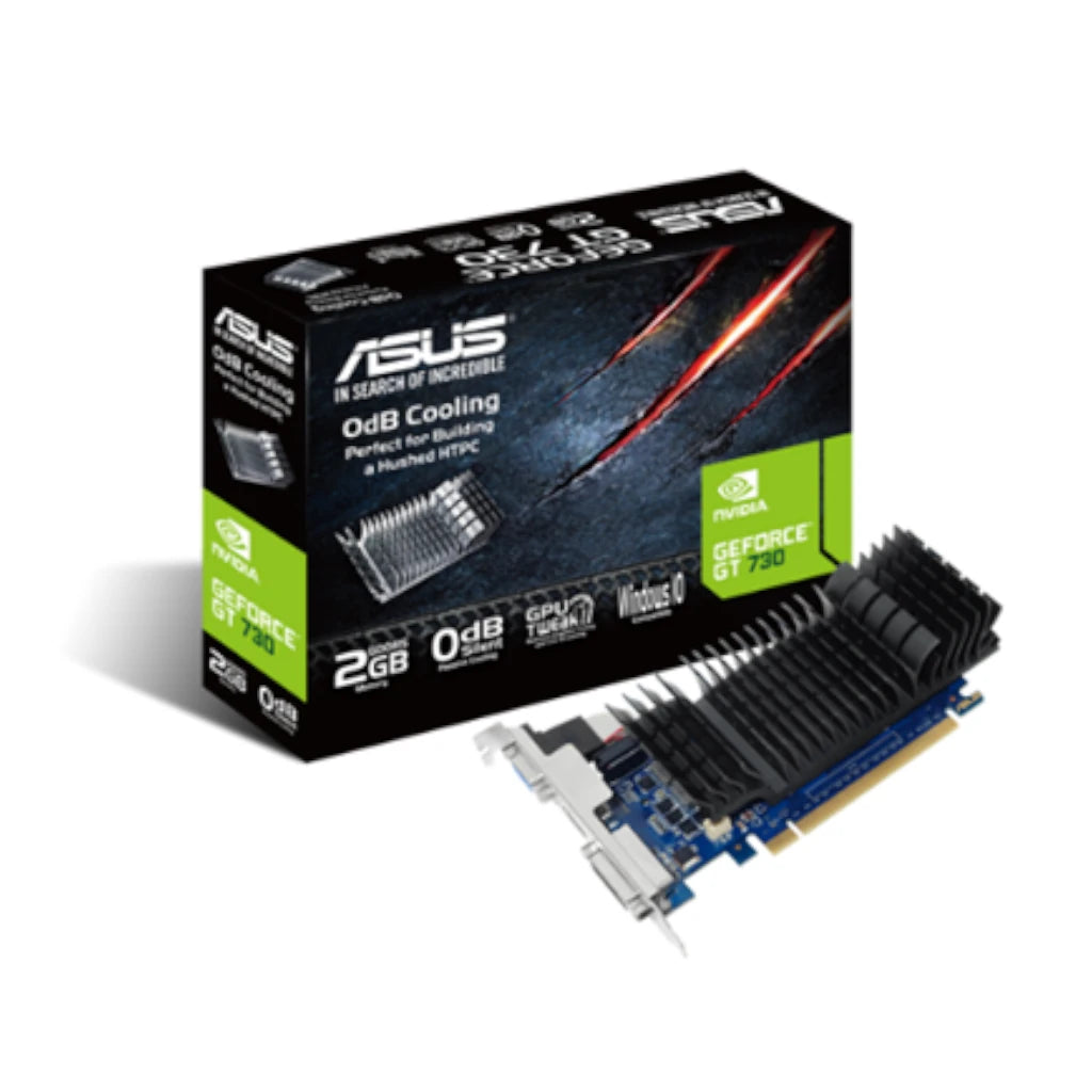 Tarjeta de Video Asus Silent GeForce GT730 2GB Low Profile GDDR5 PCIe 2.0 1xHDMI 1xDVI-D 1xDP
