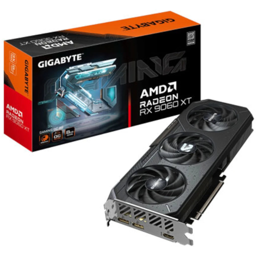 Tarjeta de Video Gigabyte Gaming Radeon RX9060 XT OC 8GB Triple Fan GDDR6 128 bit PCIe 5.0 1xHDMI 2xDP
