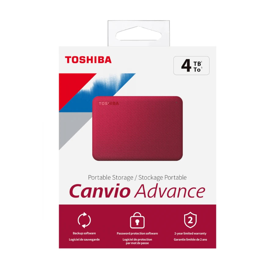 Disco Duro Externo Toshiba Canvio Advance V10 4TB 2.5" USB 3.2 Gen 1 Color Rojo para Windows/Mac