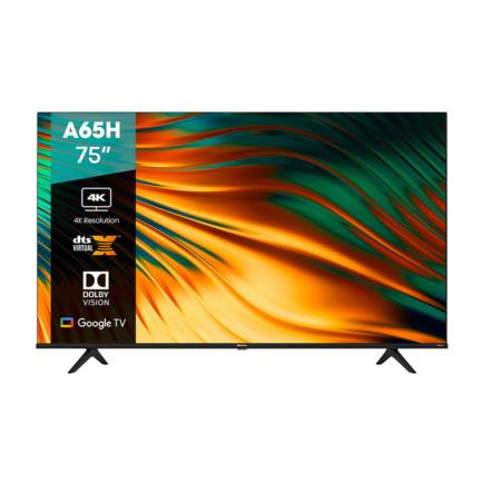 Televisor Hisense A65H 75" Smart UHD 4K Resolución 3840x2160 Google TV USB/Wi-Fi/HDMI