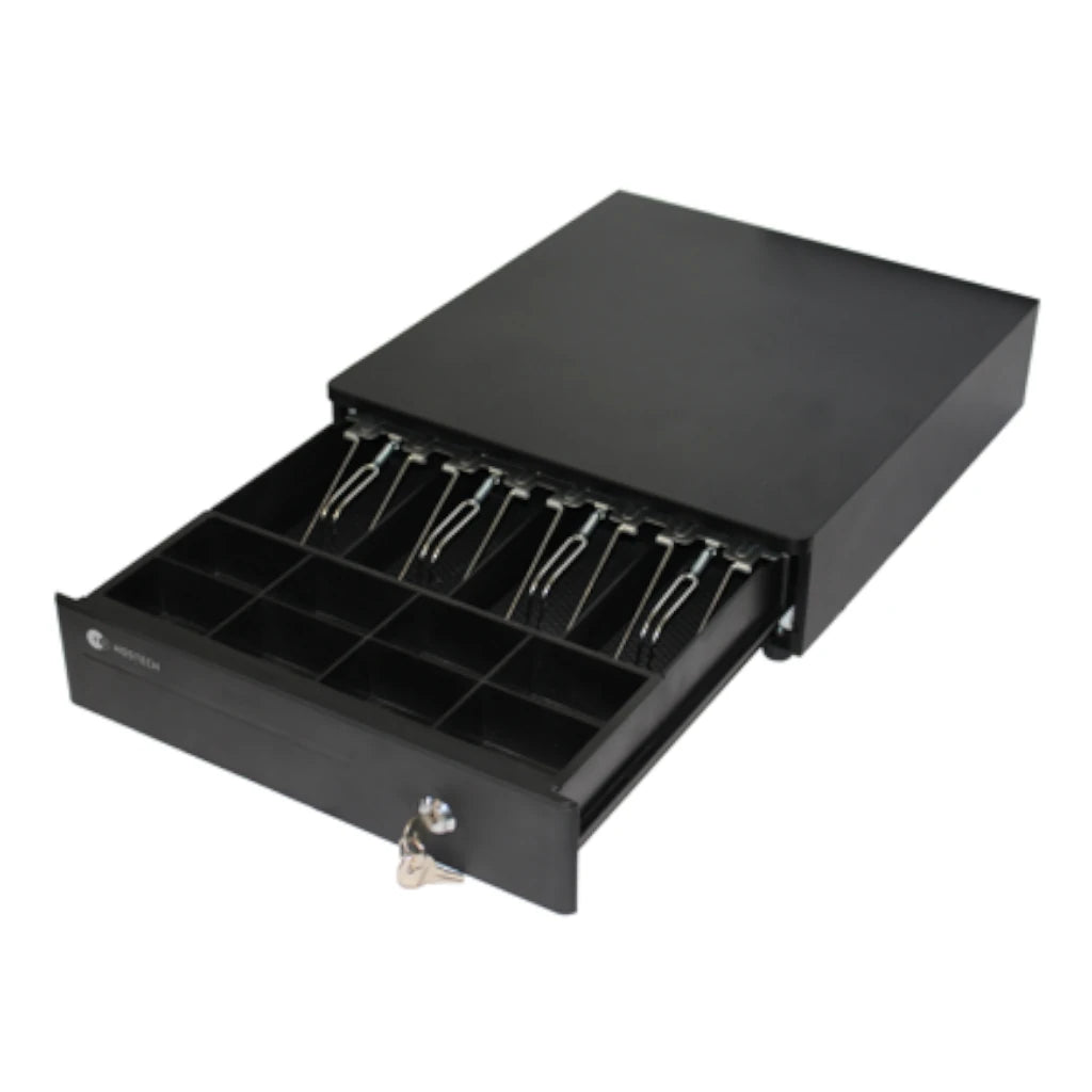 Cajon De Dinero Hostech HT-300 4 Billetes 8 Monedas Cable RJ11 Metalico con microswitch Negro