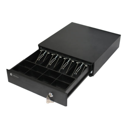 Cajon De Dinero Hostech HT-300 4 Billetes 8 Monedas Cable RJ11 Metalico con microswitch Negro