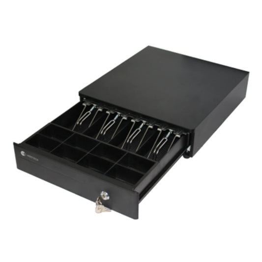 Cajon De Dinero Hostech HT-300 4 Billetes 8 Monedas Cable RJ11 Metalico con microswitch Negro