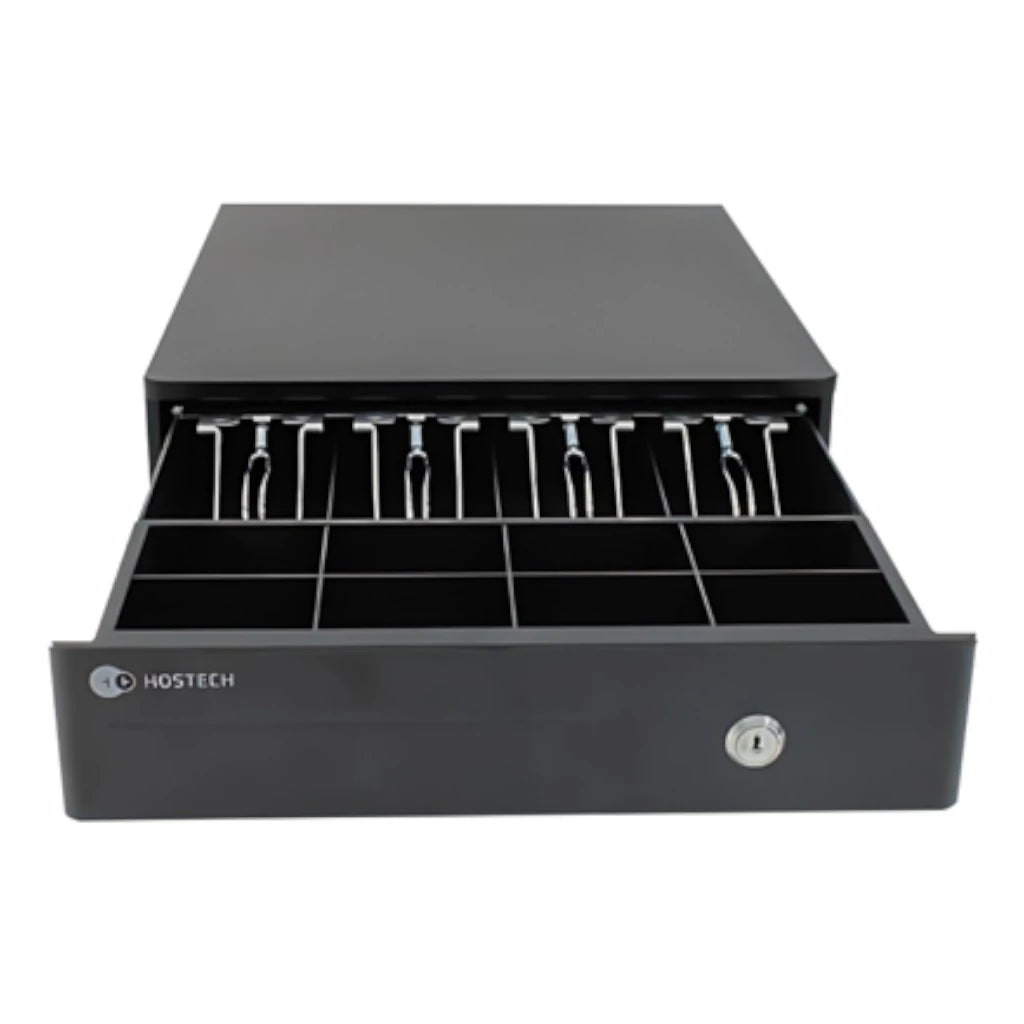 Cajon De Dinero Hostech HT-300 4 Billetes 8 Monedas Cable RJ11 Metalico con microswitch Negro