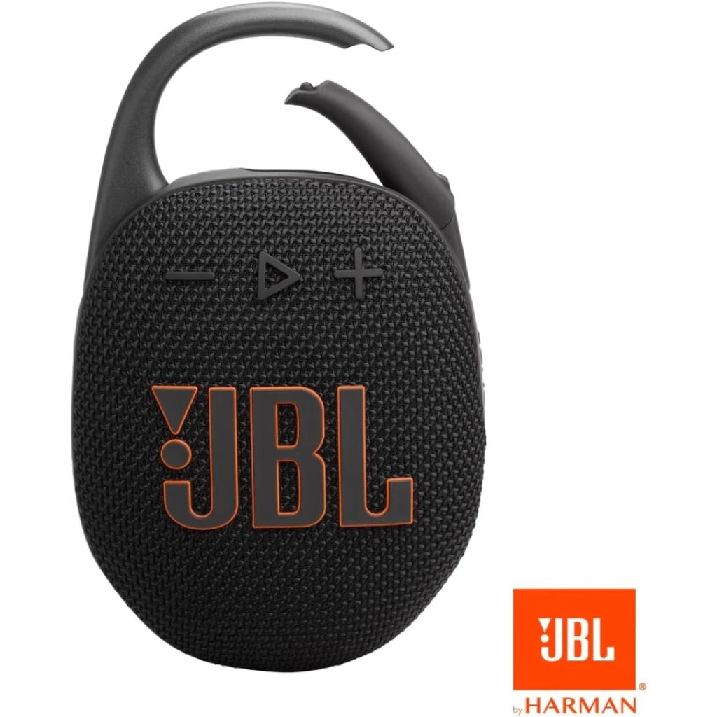 Altavoz JBL Clip 5 inalámbrico portátil resistente al agua color Negro y Naranja