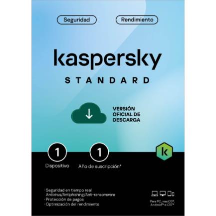 Licencia Antivirus ESD Kaspersky Standard 1 Año 1 Dispositivo