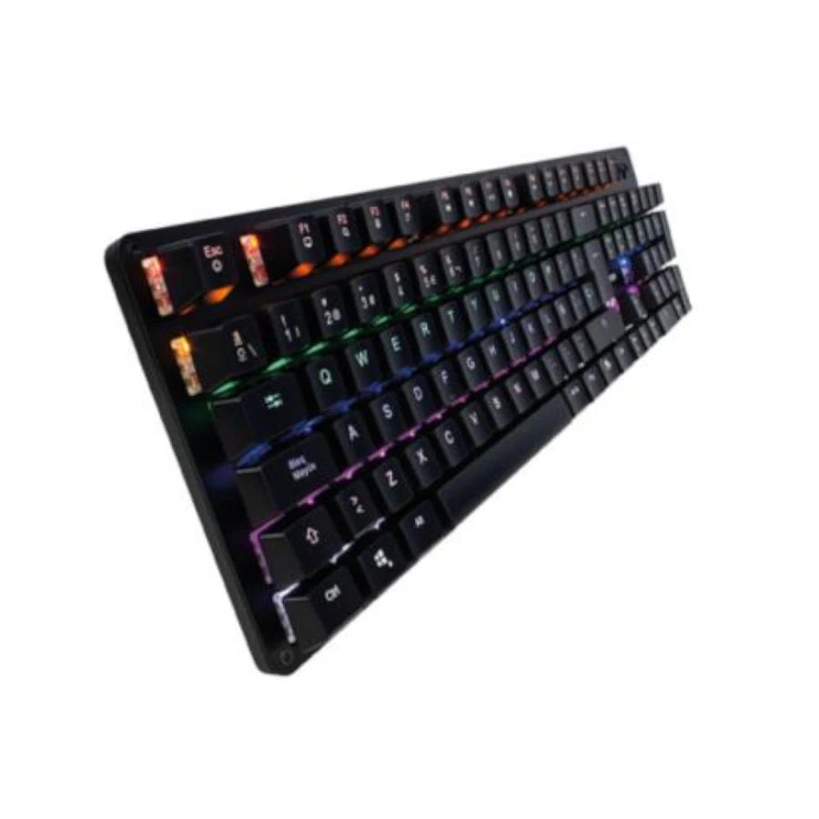 Teclado Mecánico Game Factor KBG400-BL Rainbow Switch Azul USB Color Negro