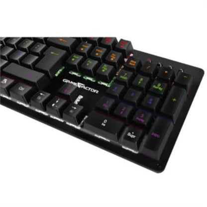 Teclado Mecánico Game Factor KBG400-BL Rainbow Switch Azul USB Color Negro