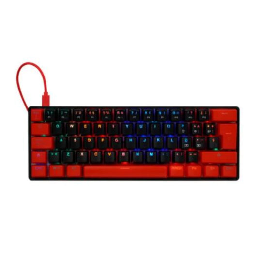 Teclado Mecánico Game Factor KBG560 RGB Teclas Extras Red Intercambiables Red Switch USB Color Rojo