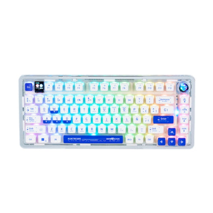 Teclado Gasket Game Factor Mecanico Kbg800 Personalizable 75% Pantalla Lcd Bluethoot 2.4g Y Alambrico Transparente Teclas Pudding