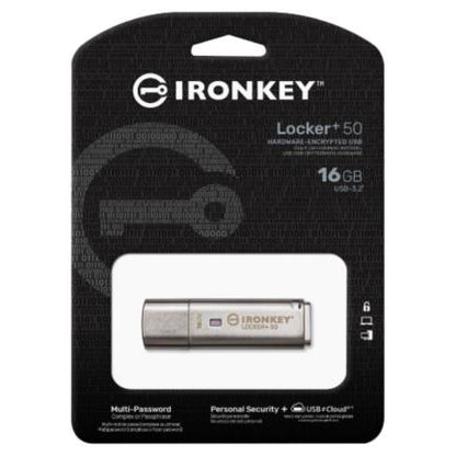 Memoria USB Kingston IronKey Locker+ 50 16GB con XTS-AES-USBtoCloud