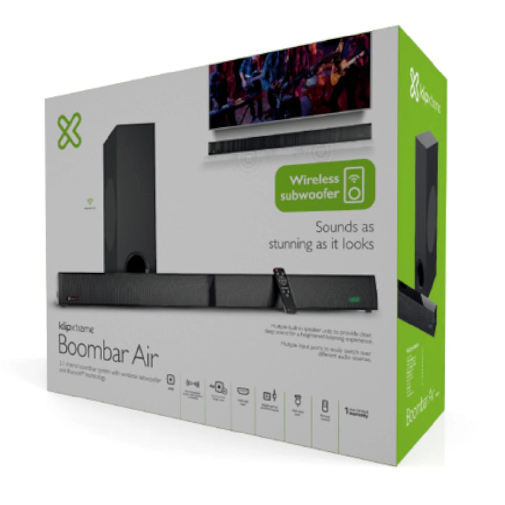 Barra de Sonido TWS Klip Xtreme Bluetooth 2.1 200W Subwoofer HDMI Óptico Digital