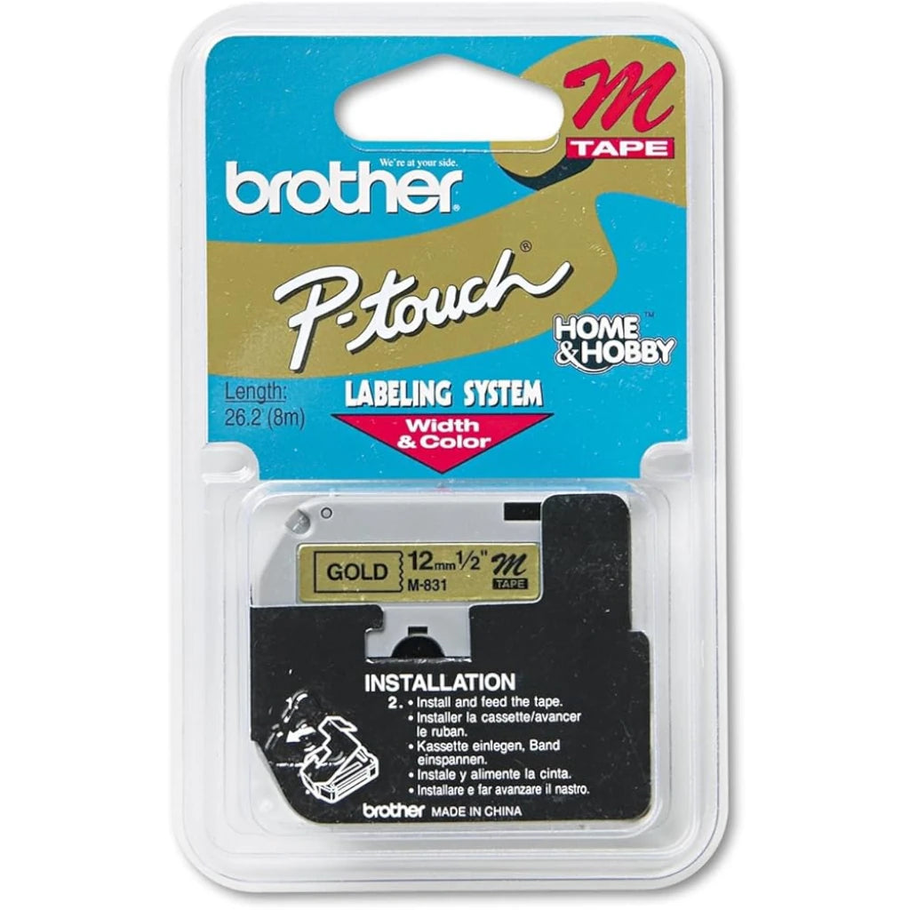Cinta Brother M831 Negro sobre Dorado 12MM PT85