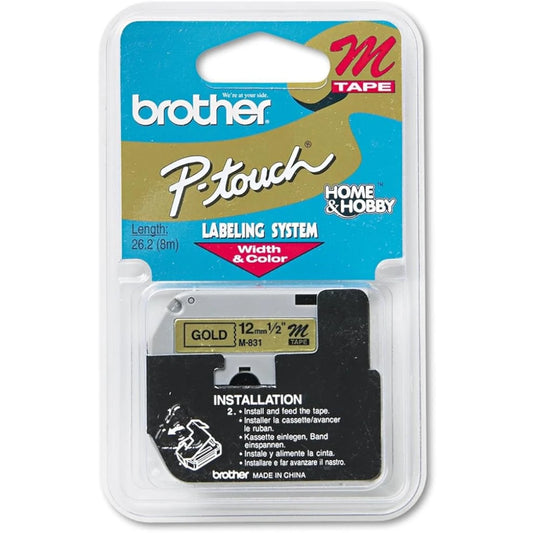 Cinta Brother M831 Negro sobre Dorado 12MM PT85