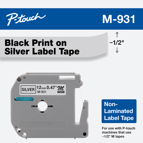 Cinta Brother M931 Negro/Plata 12mm Pt85 100/110