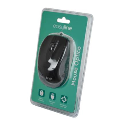 Mouse Easy Line Óptico Alámbrico USB 1200dpi Color Negro