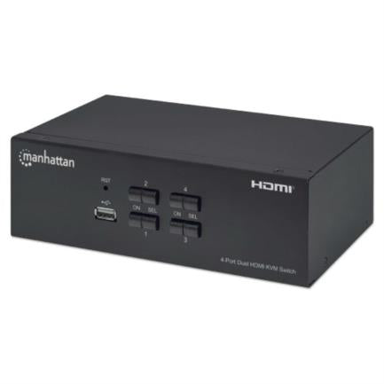 Switch Manhattan MUX KVM HMDI Doble Monitor Resolución Hasta 4K Incluye Cables HDMI/USB-B/Audio a USB-A 1.8m