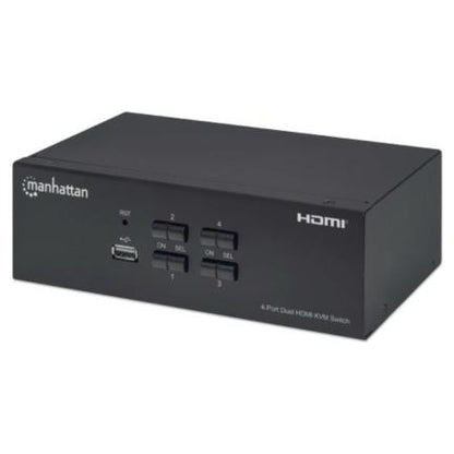 Switch Manhattan MUX KVM HMDI Doble Monitor Resolución Hasta 4K Incluye Cables HDMI/USB-B/Audio a USB-A 1.8m