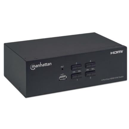 Switch Manhattan MUX KVM HMDI Doble Monitor Resolución Hasta 4K Incluye Cables HDMI/USB-B/Audio a USB-A 1.8m