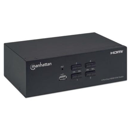 Switch Manhattan MUX KVM HMDI Doble Monitor Resolución Hasta 4K Incluye Cables HDMI/USB-B/Audio a USB-A 1.8m
