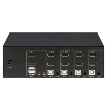 Switch Manhattan MUX KVM HMDI Doble Monitor Resolución Hasta 4K Incluye Cables HDMI/USB-B/Audio a USB-A 1.8m