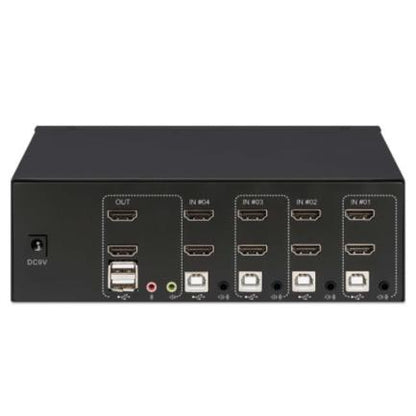 Switch Manhattan MUX KVM HMDI Doble Monitor Resolución Hasta 4K Incluye Cables HDMI/USB-B/Audio a USB-A 1.8m