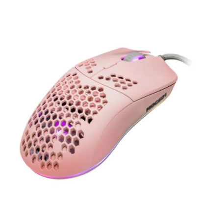 Mouse Game Factor MOG601 Ultralight RGB Sensor PMW3389 16000 dpi 7 Botones Clic Láser Color Rosa