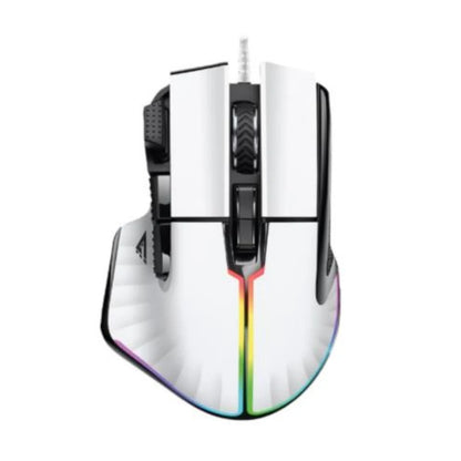 Mouse Game Factor MOG602 Click Láser Pixart 3370 19000 dpi 8 Botones Iluminación RGB Color Blanco