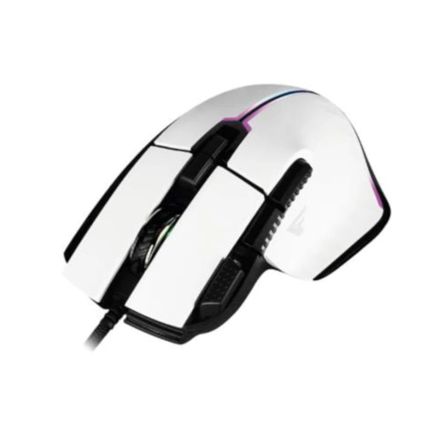 Mouse Game Factor MOG602 Click Láser Pixart 3370 19000 dpi 8 Botones Iluminación RGB Color Blanco
