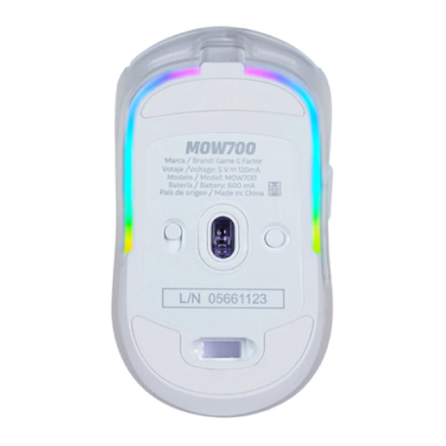 Mouse Game Factor Mow700 Carcasas Intercambiables 2.4g+Bt Pixart 3395 26.000 Dpi Rgb Blanco