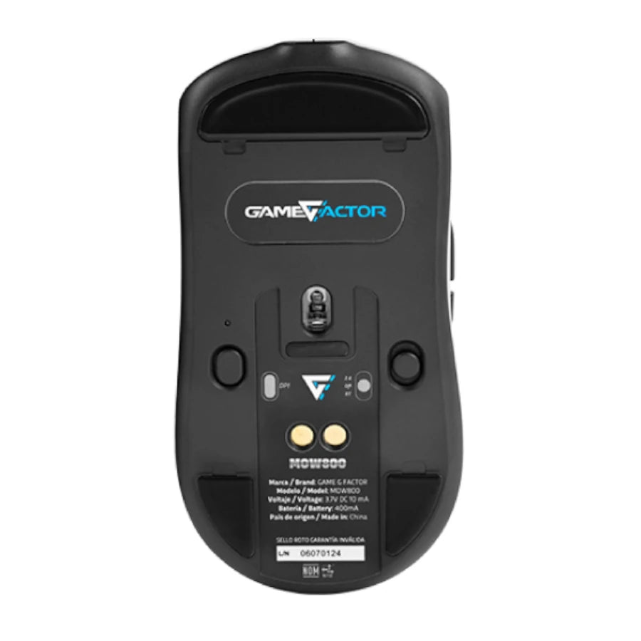 Mouse Game Factor Mow800 Inalambrico Wireless 2.4g Bt Pixart 3395 26.000 Dpi 4k Hz Base Rgb Ultraligero 56g Blanco