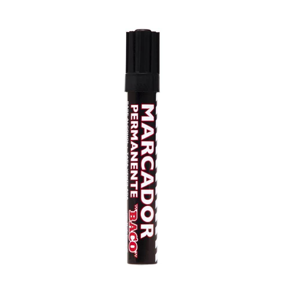 Marcador baco permanente tubo aluminio negro c/12
