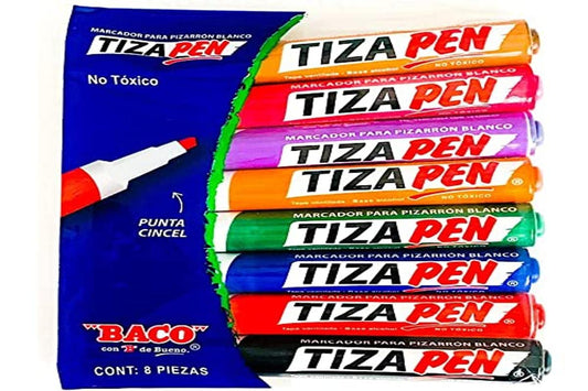 Marcador p/pizarron tizapen estuche c/8 colores