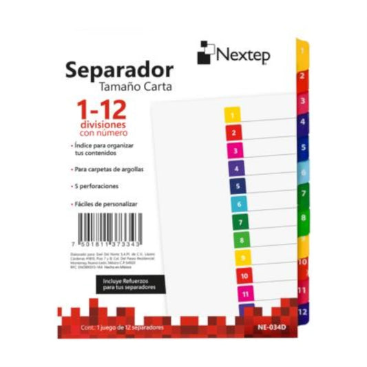 Separador Nextep Economico 12 Divisiones con Numero