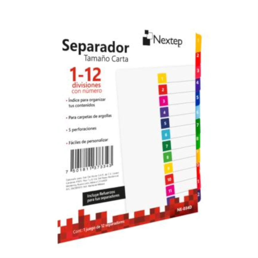 Separador Nextep Economico 12 Divisiones con Numero