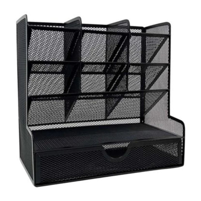 Organizador Nextep Malla Metalica para Escritorio Multi Secciones con Cajon