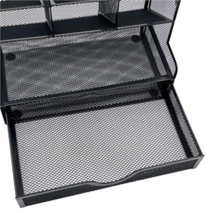 Organizador Nextep Malla Metalica para Escritorio Multi Secciones con Cajon