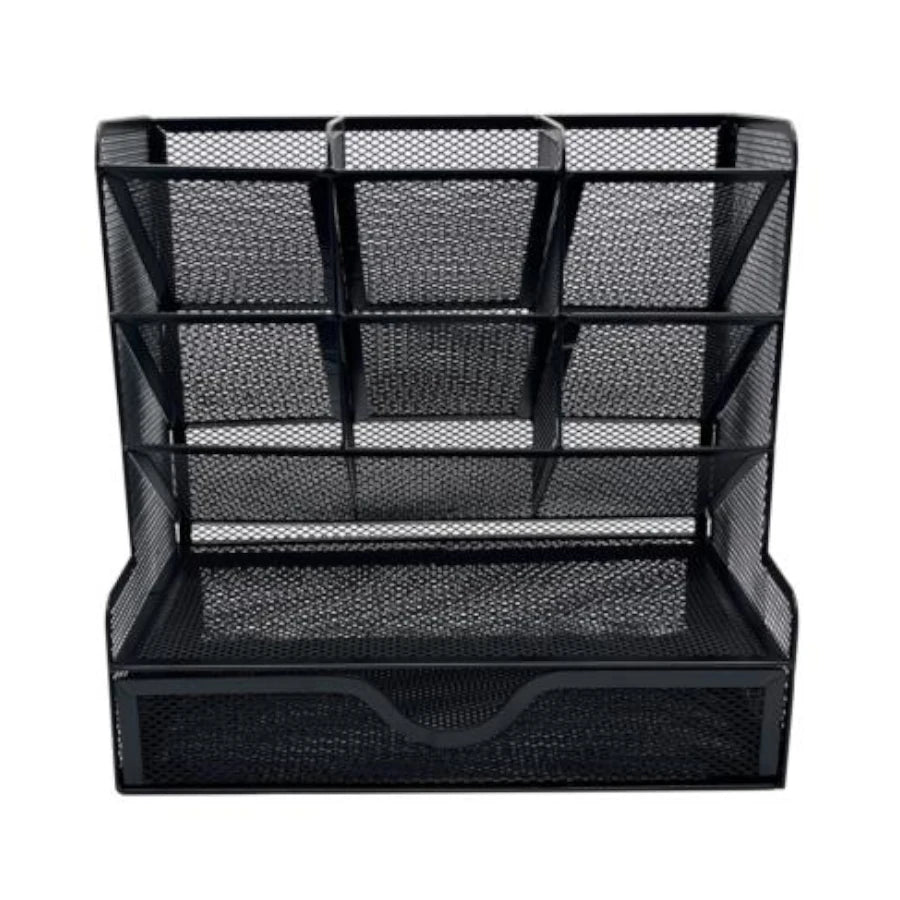 Organizador Nextep Malla Metalica para Escritorio Multi Secciones con Cajon